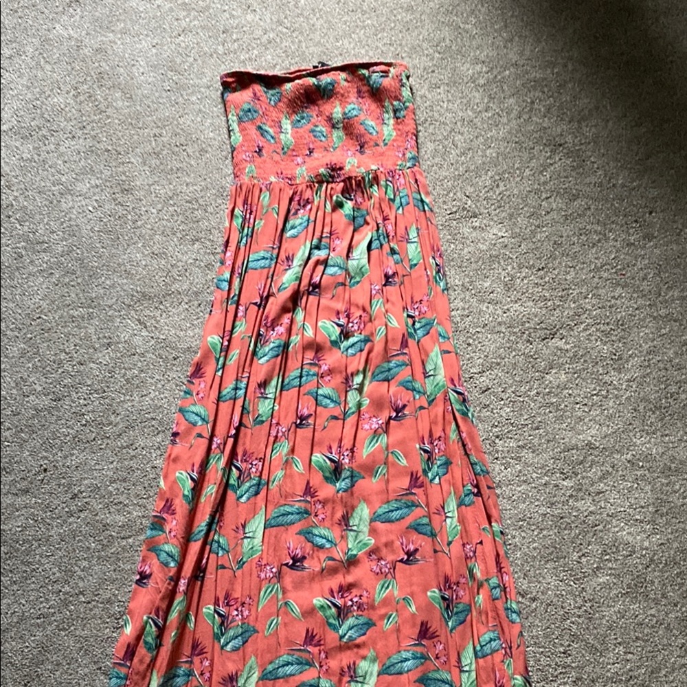 Forever 21 Pink Strapless Sundress birds of paradise Resort Wear